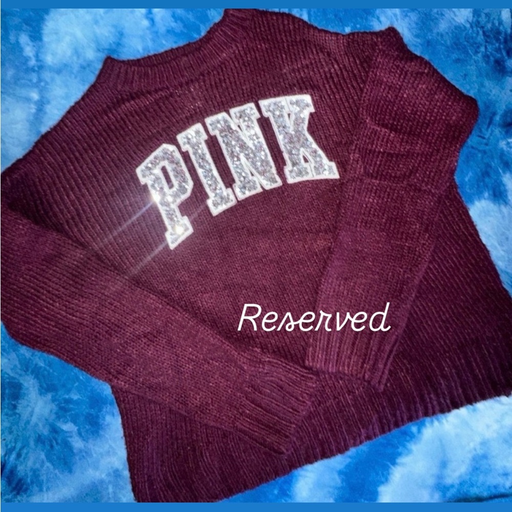 PINK Victoria's Secret Maroon Crewneck Sweater with PINK Logo